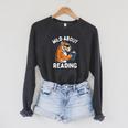 Cool Tiger Reading Book Wild About Reading Kids Books Reader Raglan Sleeve Sweatshirt Dark Grey Heather Cool Tiger Reading Book Wild About Reading Kids Books Reader Raglan Sleeve Sweatshirt Dark Grey Heather