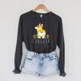 Corgi Corgeek Book Nerd Geek Dog Shirt T-Shirt Raglan Sleeve Sweatshirt Dark Grey Heather