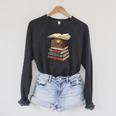 Cozy Reading Nook Between Books Book Lover Aesthetic Raglan Sleeve Sweatshirt Dark Grey Heather
