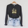 Crescent Mushroom Book Fungi Art Woodland Mystical Night Raglan Sleeve Sweatshirt Dark Grey Heather