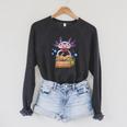 Cute Axolotl Read Book Shirt Kids Boy Girl Salamander Raglan Sleeve Sweatshirt Dark Grey Heather