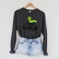 Cute Book Worm Reading Lovers Raglan Sleeve Sweatshirt Dark Grey Heather