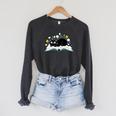 Cute Cat On Book Fun Flower Feline Pet Lover Premium Tri-Blend Raglan Sleeve Sweatshirt Dark Grey Heather
