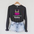 Cute Cat Reading Book Lover Graphic Raglan Sleeve Sweatshirt Dark Grey Heather