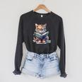 Cute Cat Wearing Glasses Reading a Book Raglan Sleeve Sweatshirt Dark Grey Heather Cute Cat Wearing Glasses Reading a Book Raglan Sleeve Sweatshirt Dark Grey Heather