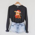 Cute Christmas Book Otter Reading Snowy Holiday Story Raglan Sleeve Sweatshirt Dark Grey Heather