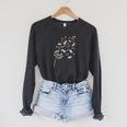 Cute Dandelion Books And School Tools Flower Raglan Sleeve Sweatshirt Dark Grey Heather