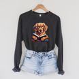 Cute Dog Golden Retriever Reading Book Raglan Sleeve Sweatshirt Dark Grey Heather Cute Dog Golden Retriever Reading Book Raglan Sleeve Sweatshirt Dark Grey Heather
