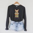 Cute French Bulldog Reading On Pile Of Books Raglan Sleeve Sweatshirt Dark Grey Heather Cute French Bulldog Reading On Pile Of Books Raglan Sleeve Sweatshirt Dark Grey Heather