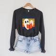 Cute Ghost Book Reading Halloween Teacher Puns Booooks Men Women Kids Raglan Sleeve Sweatshirt Dark Grey Heather