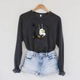 Cute Ghost Costume Reading Book Halloween Raglan Sleeve Sweatshirt Dark Grey Heather