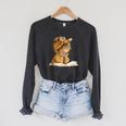Cute Girl Open Book Reading Book Lover Graphic Round Glasses Raglan Sleeve Sweatshirt Dark Grey Heather