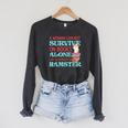Cute Hamster Reading Book A Woman Can Not Survive On Books Raglan Sleeve Sweatshirt Dark Grey Heather