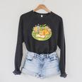 Cute Kawaii Cat Books Flowers Raglan Sleeve Sweatshirt Dark Grey Heather Cute Kawaii Cat Books Flowers Raglan Sleeve Sweatshirt Dark Grey Heather