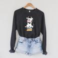 Cute Kawaii Cow Book Reading Bookworm Boys Girls Kids Raglan Sleeve Sweatshirt Dark Grey Heather
