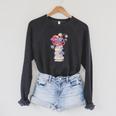 Cute Octopus Bookworm Fun Reading Tee For Book Lovers Raglan Sleeve Sweatshirt Dark Grey Heather