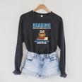 Cute Owl Reading Book Lover Positive Saying Raglan Sleeve Sweatshirt Dark Grey Heather