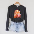 Cute Red Panda Reading Book Sloth Kawaii Animal Raglan Sleeve Sweatshirt Dark Grey Heather