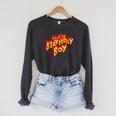 Dad Of The Birthday Boy Fun Comic Book Graphic Raglan Sleeve Sweatshirt Dark Grey Heather