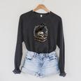 Dark Academia Raven Skull Books Raglan Sleeve Sweatshirt Dark Grey Heather