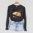 Dark Academia Vintage Book And Floating Letters Graphic Raglan Sleeve Sweatshirt Dark Grey Heather