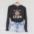 Die Tut Nix Die Will Nur Books Reading Reading Raglan Sleeve Sweatshirt Dark Grey Heather