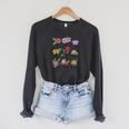 Disney Princesses Types Of Flowers Textbook Poster Raglan Sleeve Sweatshirt Dark Grey Heather