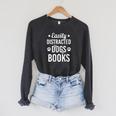 Dog Lover Book Lover Reading Books And Dogs Dog Raglan Sleeve Sweatshirt Dark Grey Heather