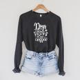 Dogs Books & Coffee Puppy Dog Coffee Book Lover Raglan Sleeve Sweatshirt Dark Grey Heather
