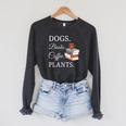 Dogs Books Coffee Plants Men Women Raglan Sleeve Sweatshirt Dark Grey Heather Dogs Books Coffee Plants Men Women Raglan Sleeve Sweatshirt Dark Grey Heather