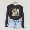 Dogs Books And Coffee Raglan Sleeve Sweatshirt Dark Grey Heather