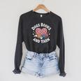 Dogs Books And Yarn Crocheting Raglan Sleeve Sweatshirt Dark Grey Heather