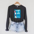 Dr Seuss The Cat In The Hat Book Cover Raglan Sleeve Sweatshirt Dark Grey Heather