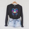 Dragon Reading Book Lover Raglan Sleeve Sweatshirt Dark Grey Heather