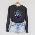 Dragon Reading Book Raglan Sleeve Sweatshirt Dark Grey Heather