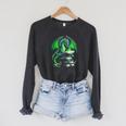 Dragon Reading Books Bookworm Raglan Sleeve Sweatshirt Dark Grey Heather