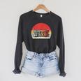 Drink Coffee Read Books Be Happy Retro Vintage Sunset Raglan Sleeve Sweatshirt Dark Grey Heather