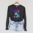 Drink Tea Read Books Be Happy Tea Lover Bookworm Librarian Raglan Sleeve Sweatshirt Dark Grey Heather