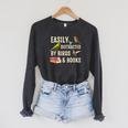 Easily Distracted By Birds & Books Vintage Birder Raglan Sleeve Sweatshirt Dark Grey Heather