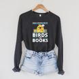 Easily Distracted By Birds And Books Raglan Sleeve Sweatshirt Dark Grey Heather