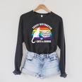 Easily Distracted By Cats And Books – Retro Sunset Rainbow Raglan Sleeve Sweatshirt Dark Grey Heather