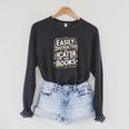 Easily Distracted By Cats And Books Raglan Sleeve Sweatshirt Dark Grey Heather