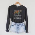 Easily Distracted By Cows & Books Lover Heifer Farm Raglan Sleeve Sweatshirt Dark Grey Heather