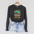 Easily Distracted By Dholes & Books Retro Wild Dogs Lover Raglan Sleeve Sweatshirt Dark Grey Heather