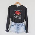 Easily Distracted By Dragon & Book Nerds Dragon Lover Girls Raglan Sleeve Sweatshirt Dark Grey Heather