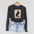 Edgar Allan Poe Raven Gothic Book Lover Raglan Sleeve Sweatshirt Dark Grey Heather
