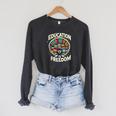 Education Is Freedom Knowledge Power MotivationBook Lover Raglan Sleeve Sweatshirt Dark Grey Heather