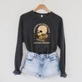 Existential Crisis Club Lifetime Member Skull Books Sarcasm Raglan Sleeve Sweatshirt Dark Grey Heather