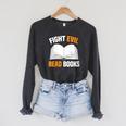 Fight Evil Read Books Raglan Sleeve Sweatshirt Dark Grey Heather Fight Evil Read Books Raglan Sleeve Sweatshirt Dark Grey Heather