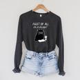 First Of All I’m A Delight Cute Cat Books Coffee Humor Raglan Sleeve Sweatshirt Dark Grey Heather